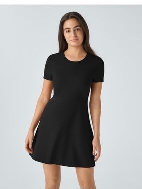 HALARA Black Short-Sleeve Fit & Flare Mini Dress